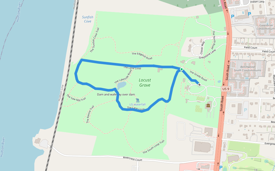 The Lane Loop walking route map in Poughkeepsie