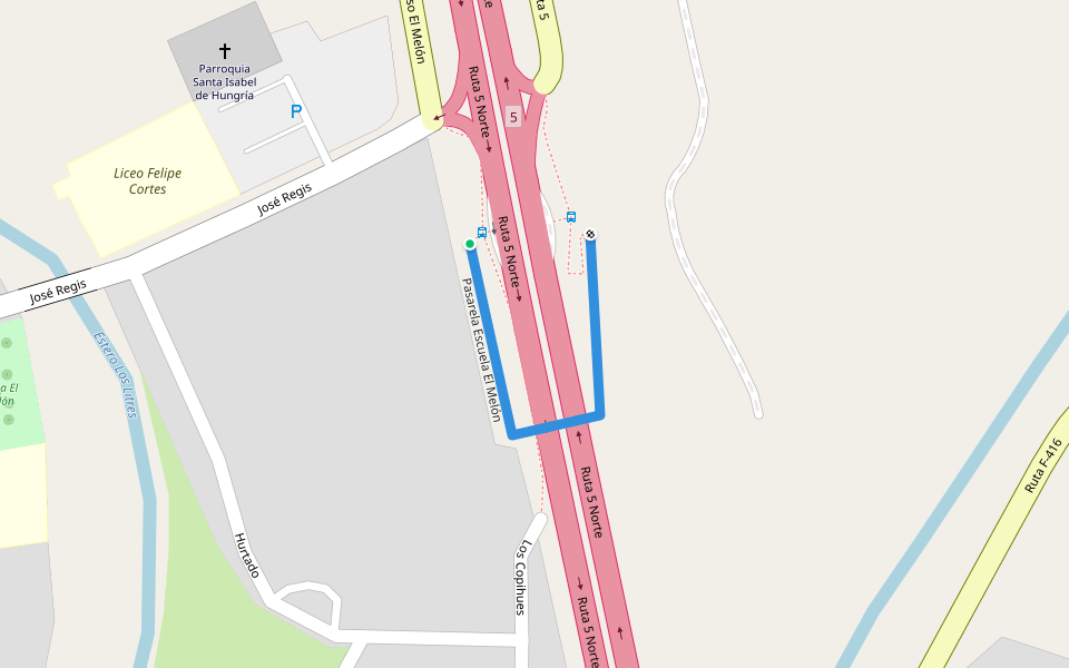 Pasarela Escuela El Melón walking route map in El Melón