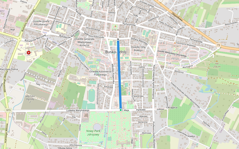 Aleja Adama Mickiewicza walking route map in Rączki