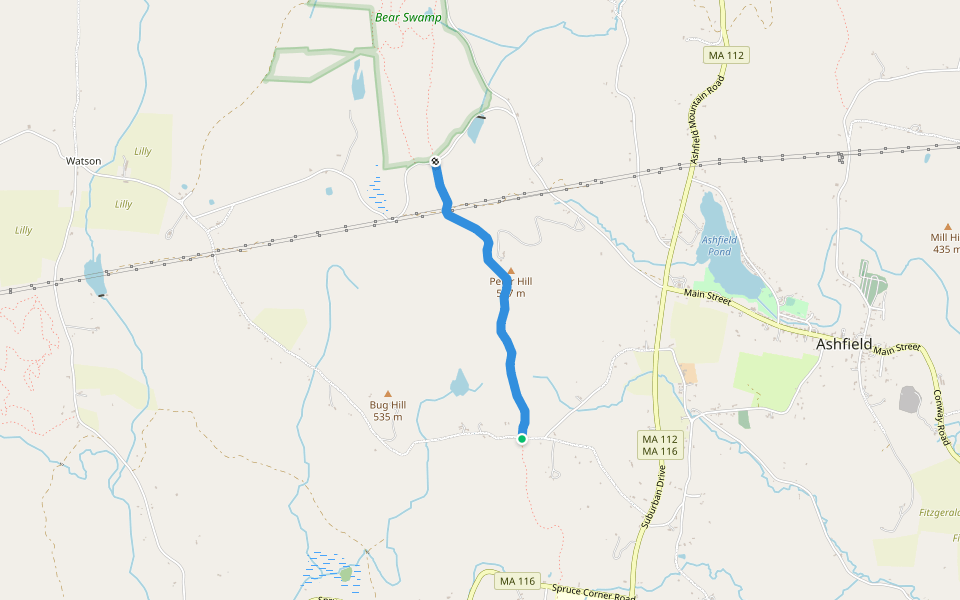 Peter Hill Trail walking route map in Ashfield