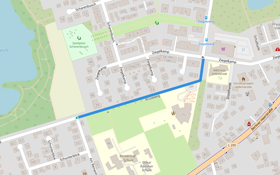 Kruseweg walking route map in Braunschweig