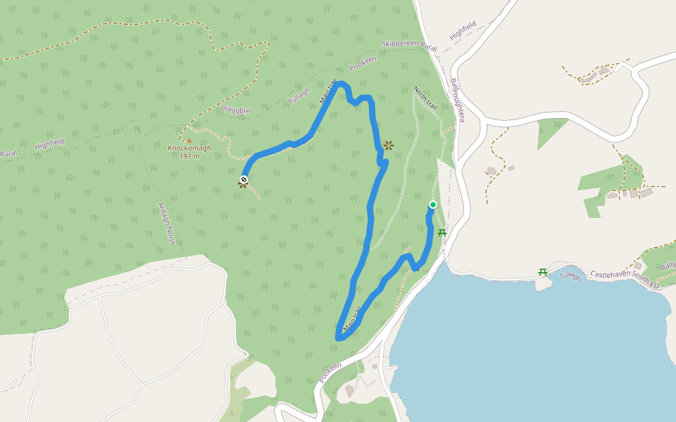 Main trail walking route map in Loughine
