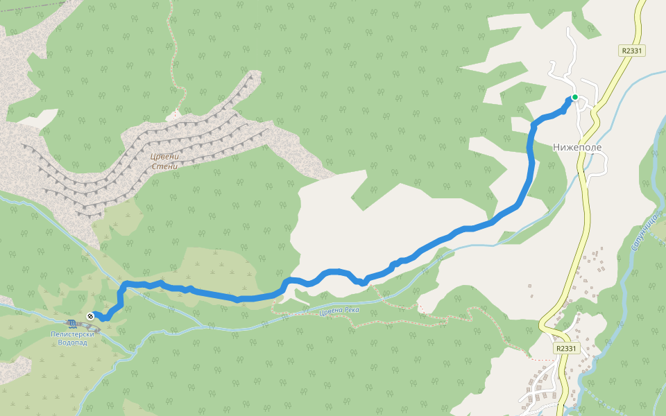 Пелистерски Водопад walking route map in Nižepole