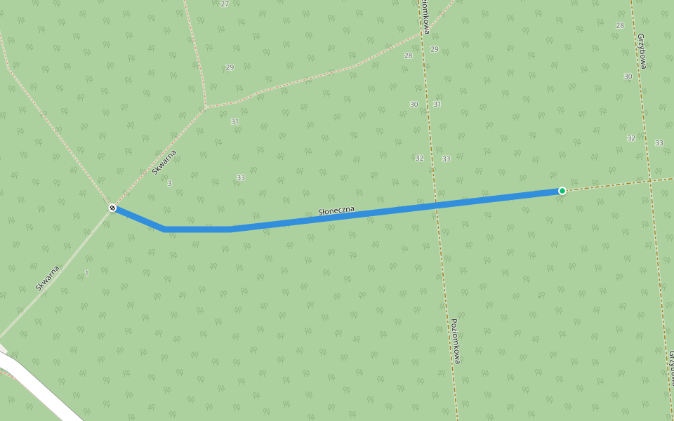 Słoneczna walking route map in Zgierz