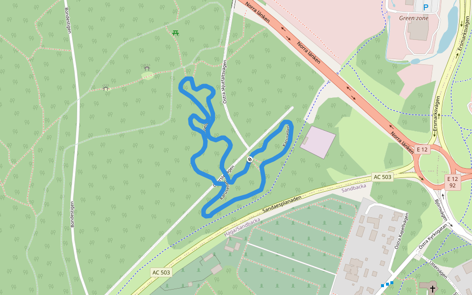 Karusellen walking route map in Umeå