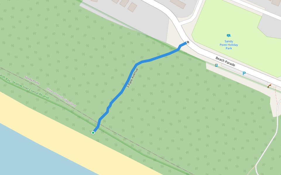 3-Park Ave walking route map in Sandy Point