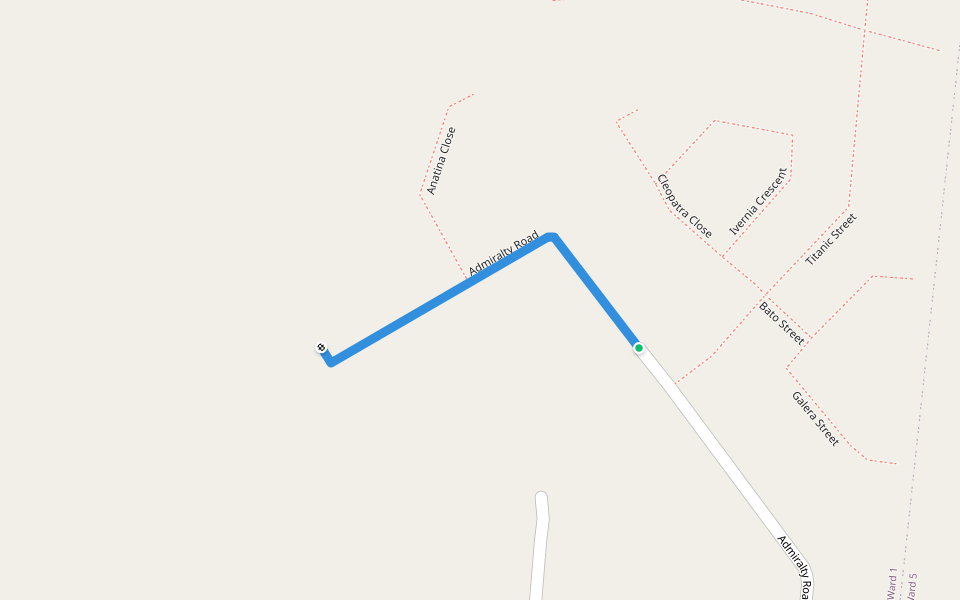 Admiralty Road walking route map in Saldanha