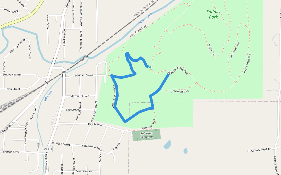 Purple Ribbon Trail walking route map in Hannibal
