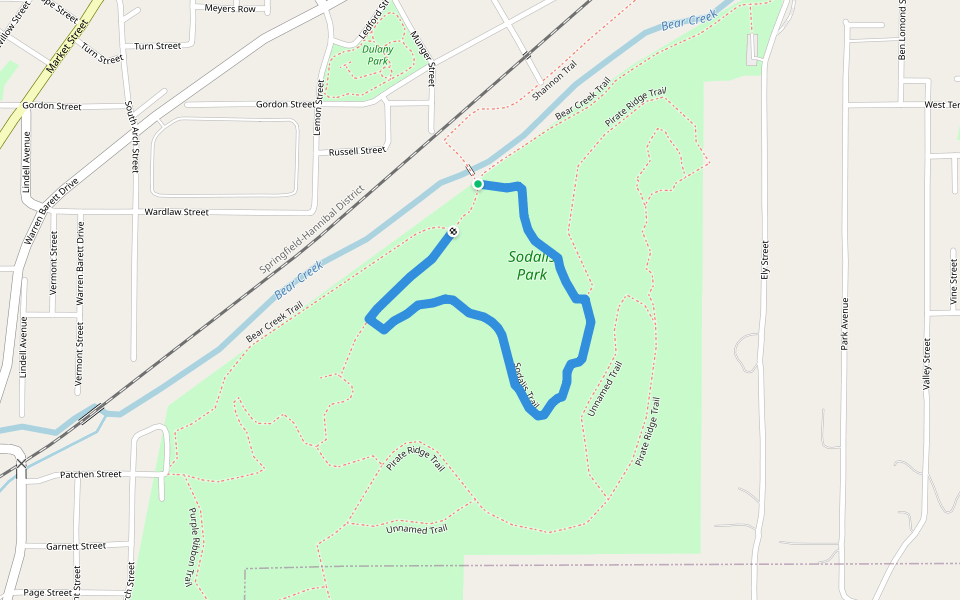 Sodalis Trail walking route map in Hannibal