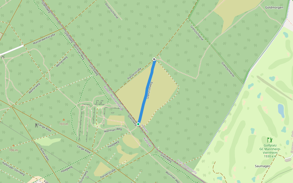 Grenzrottweg walking route map in Viernheim