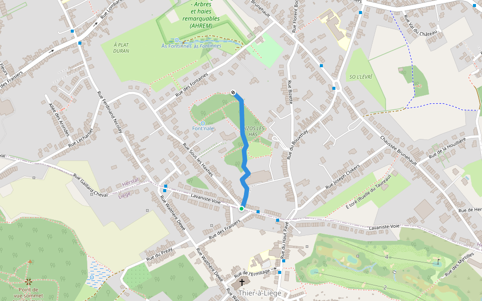 Sentier du Thier à Liége (n° 53) walking route map in Herstal