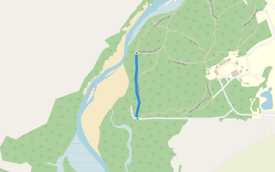 Valley of No Return walking route map in Redwood Meadows