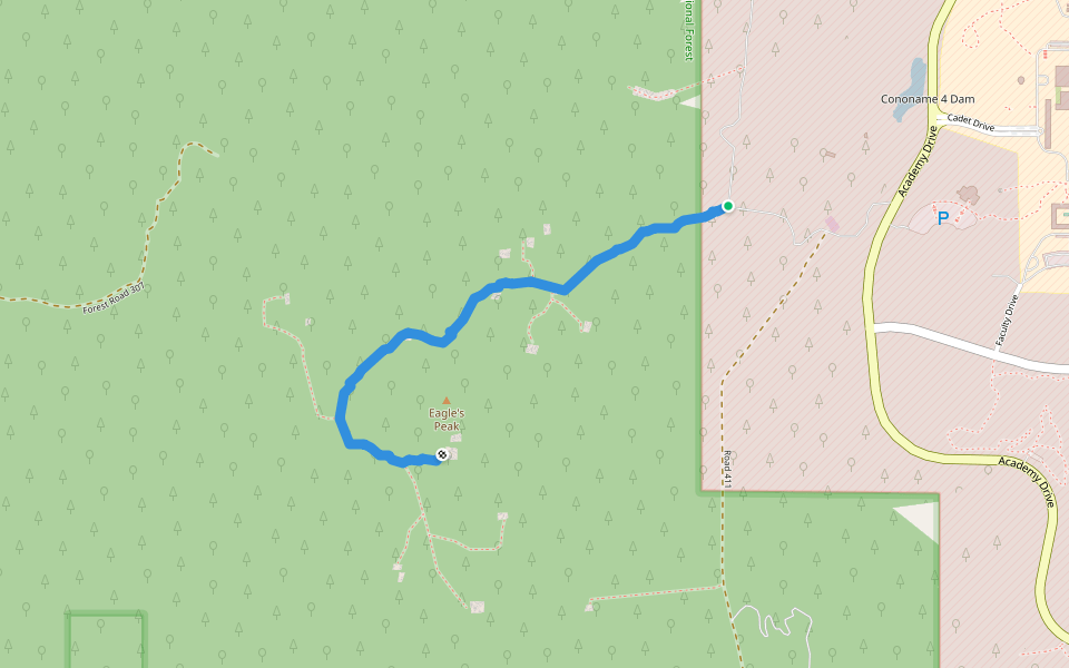 Eagle's Peak Trail walking route map in Air Force Academy
