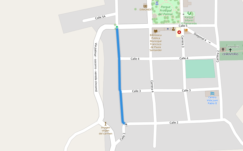 Carrera 5 walking route map in Piedecuesta