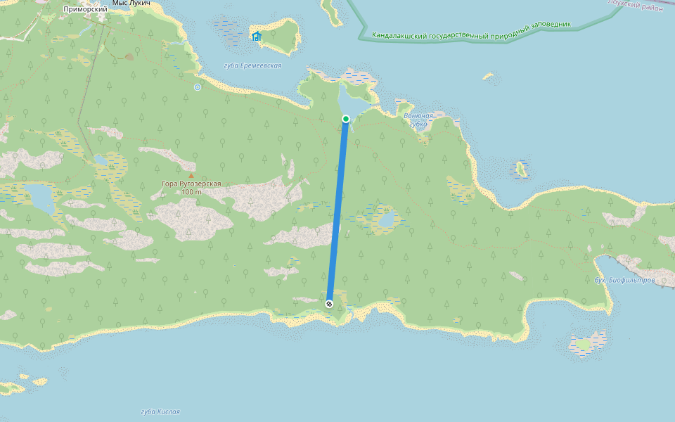 Просека walking route map in Primorskii