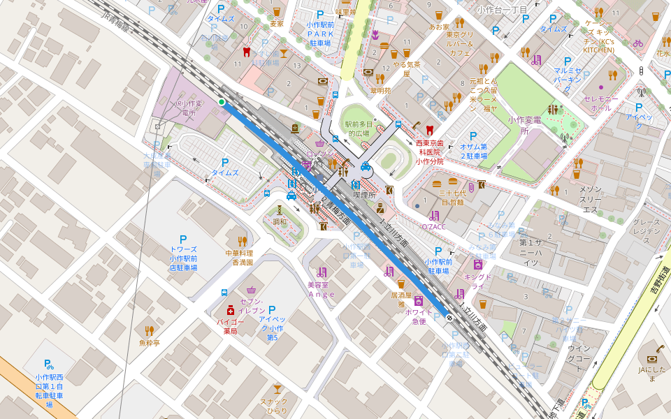 2.青梅方面 walking route map in Hamura