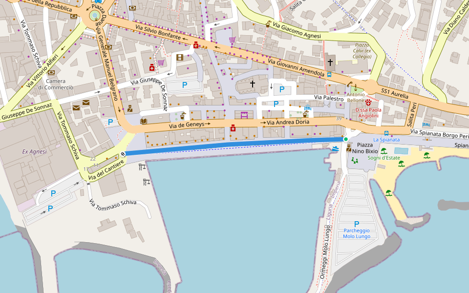 Calata Giovanni Battista Cuneo walking route map in Imperia