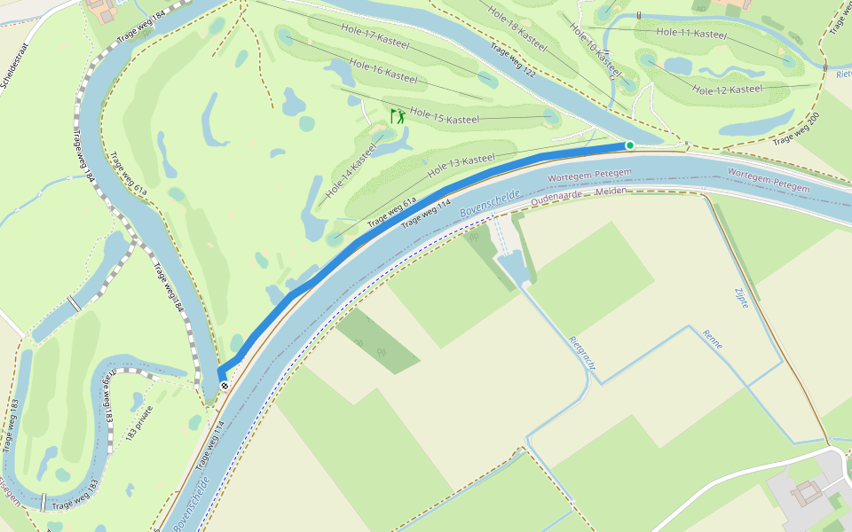 Trage weg 61a walking route map in Wortegem-Petegem