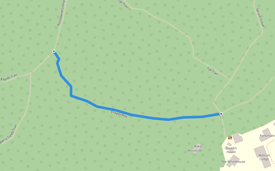 Chapel Way walking route map in Redwood Meadows