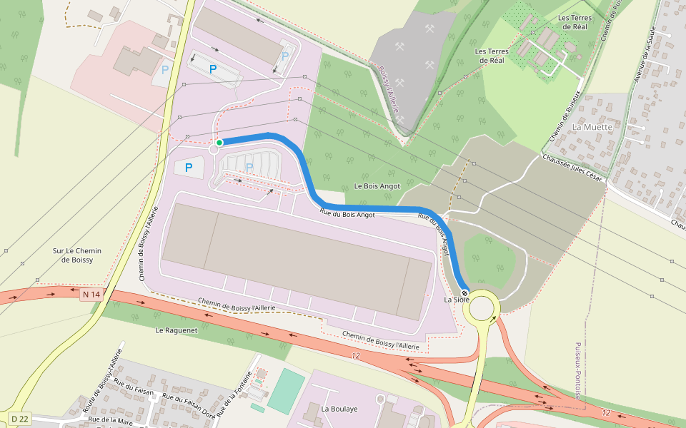 Rue du Bois Angot walking route map in Puiseux-Pontoise