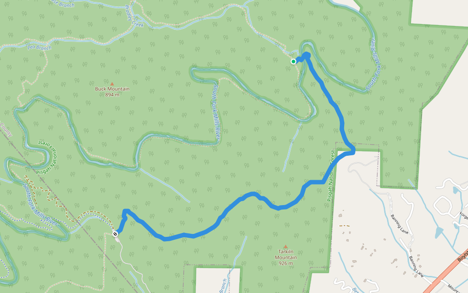 Vinyard Gap walking route map in Mills River