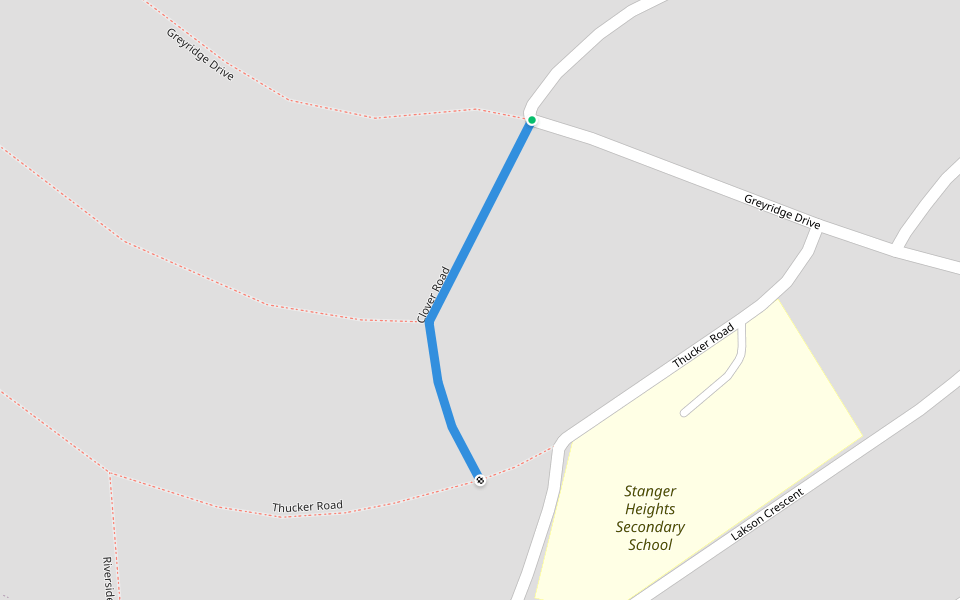 Clover Road walking route map in KwaDukuza