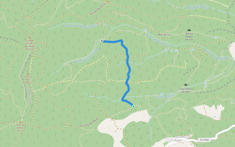 Camí vell de Rojals a l'Espluga de Francolí walking route map in Montblanc
