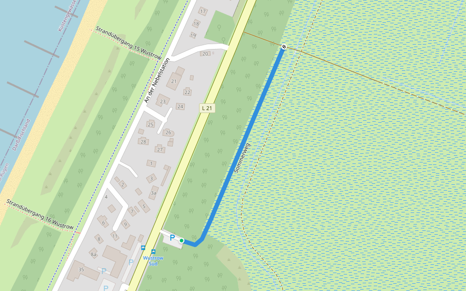 Sommerweg walking route map in Wustrow