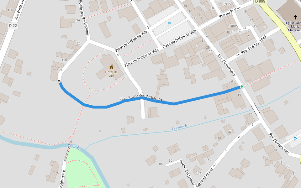 Ruelle des Barbacanes walking route map in Dieuze