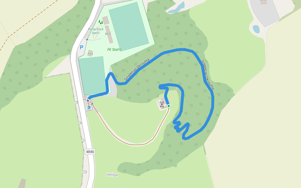 Singletrail Okrouhlá walking route map in Staříč