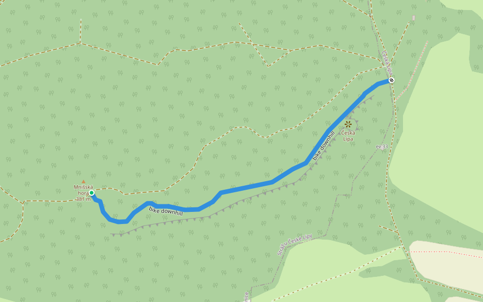 bike downhill walking route map in Stružnice