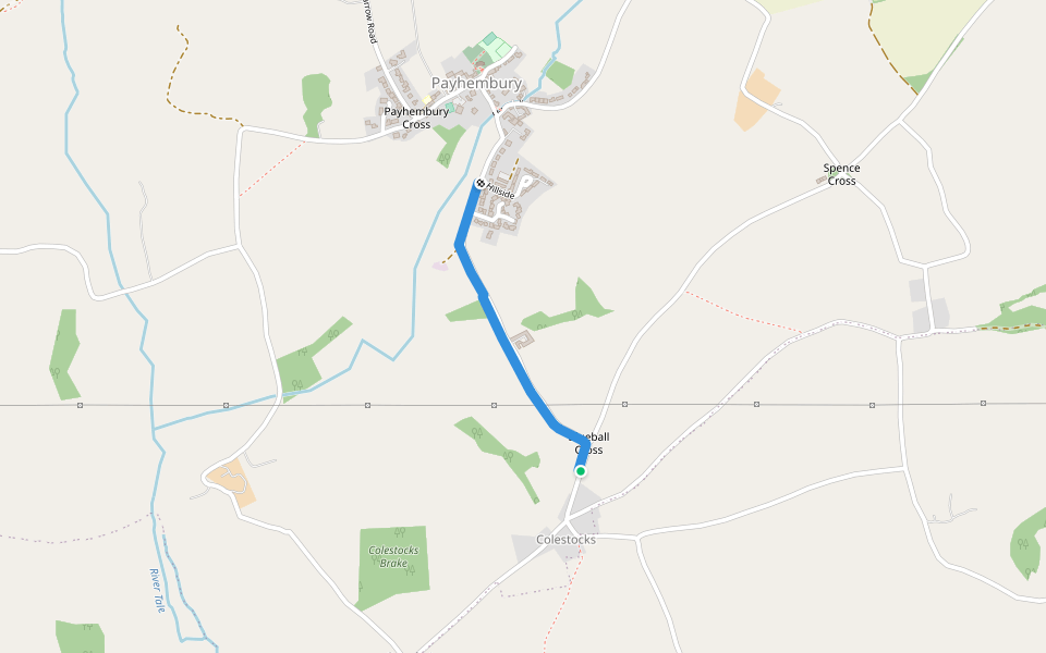 Payhembury - Colestocks Path walking route map in Colestocks