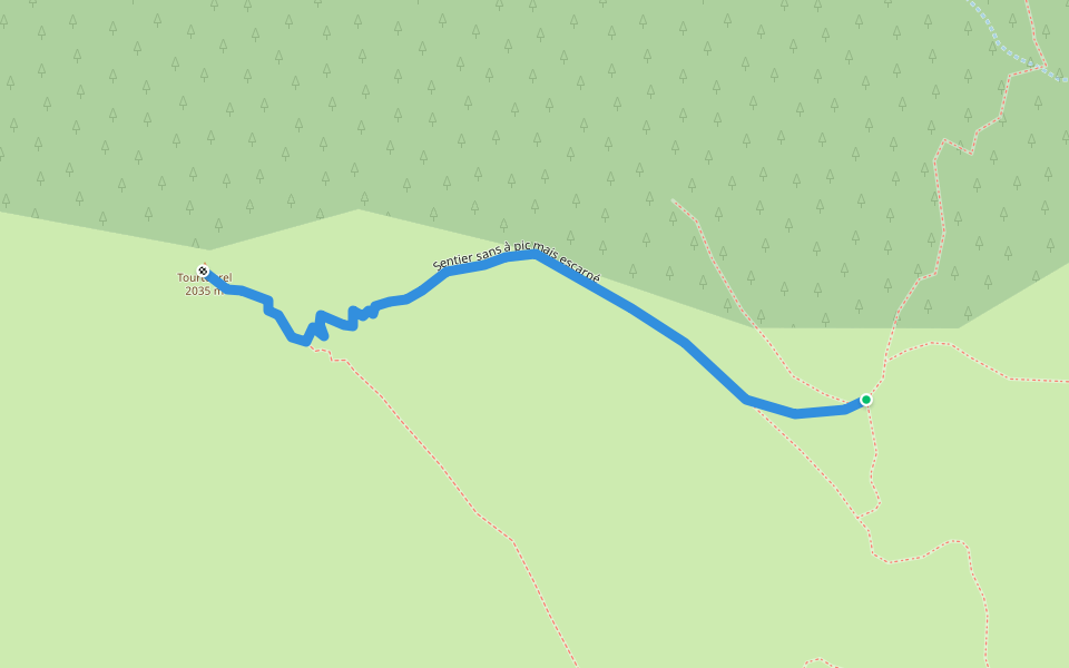 Sentier sans à pic mais escarpé walking route map in Seyne