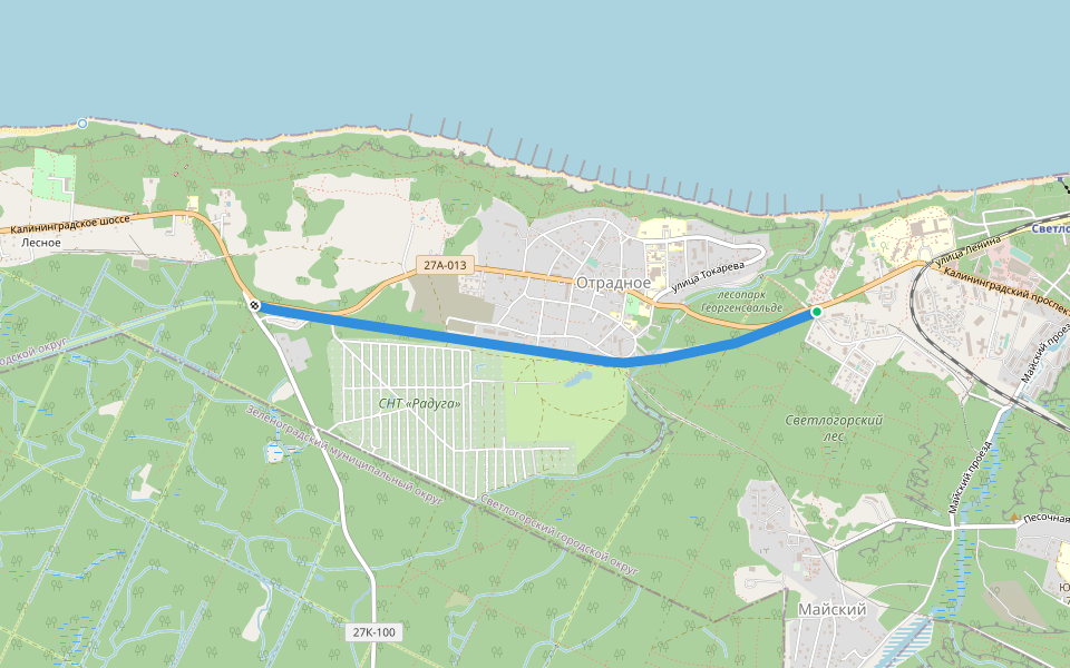 Экологическая тропа walking route map in Svetlogorsk
