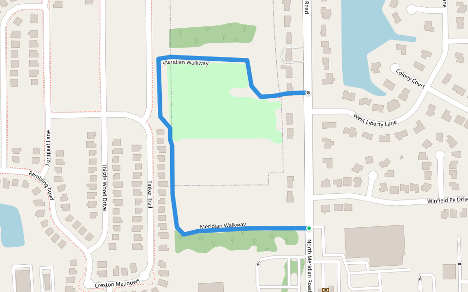 Meridian Walkway walking route map in Greenfield