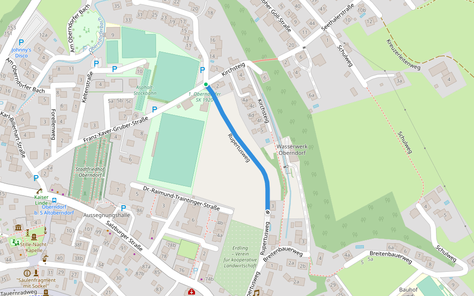 Rupertusweg walking route map in Oberndorf bei Salzburg