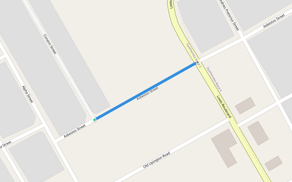 Asbestos Street walking route map in Prieska