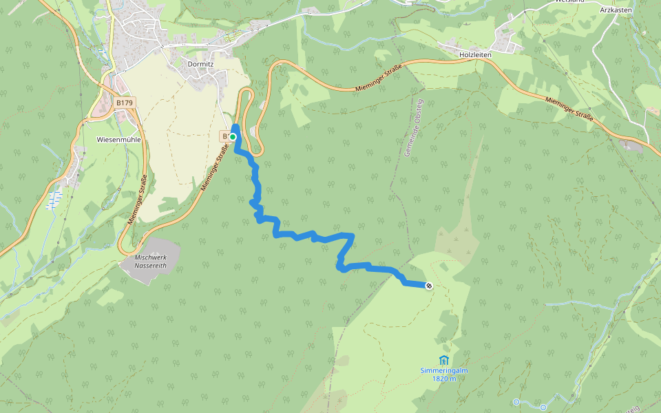Simmeringsteig walking route map in Dormitz
