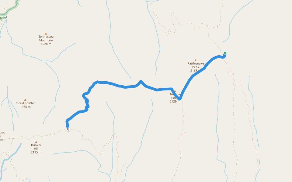 Chimney Rock Trail walking route map in Downieville