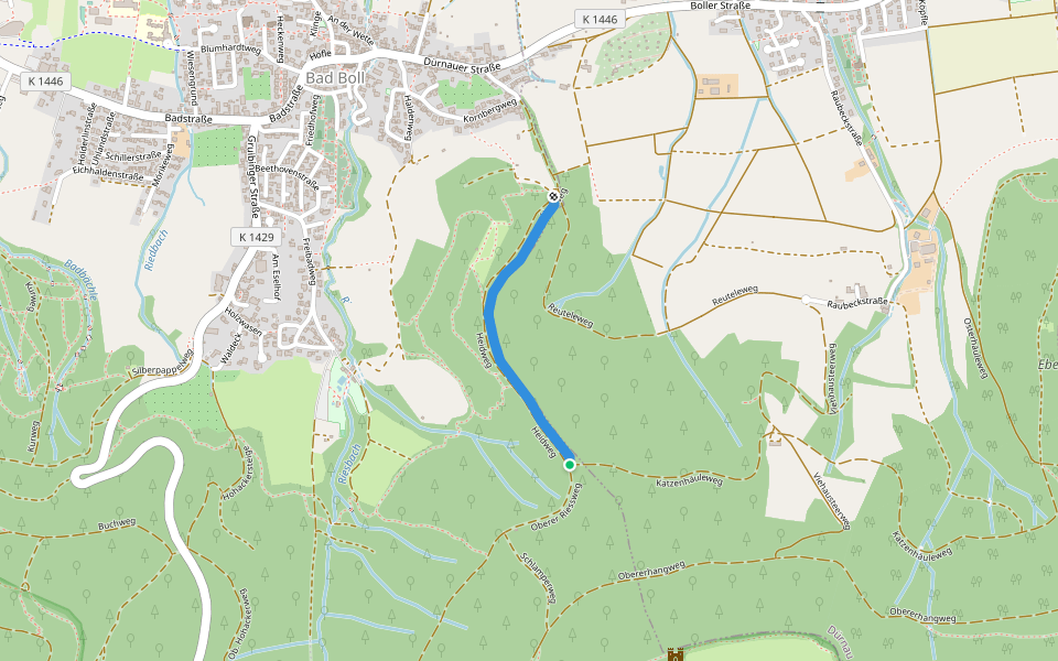 Downhill Strecke walking route map in Bad Boll