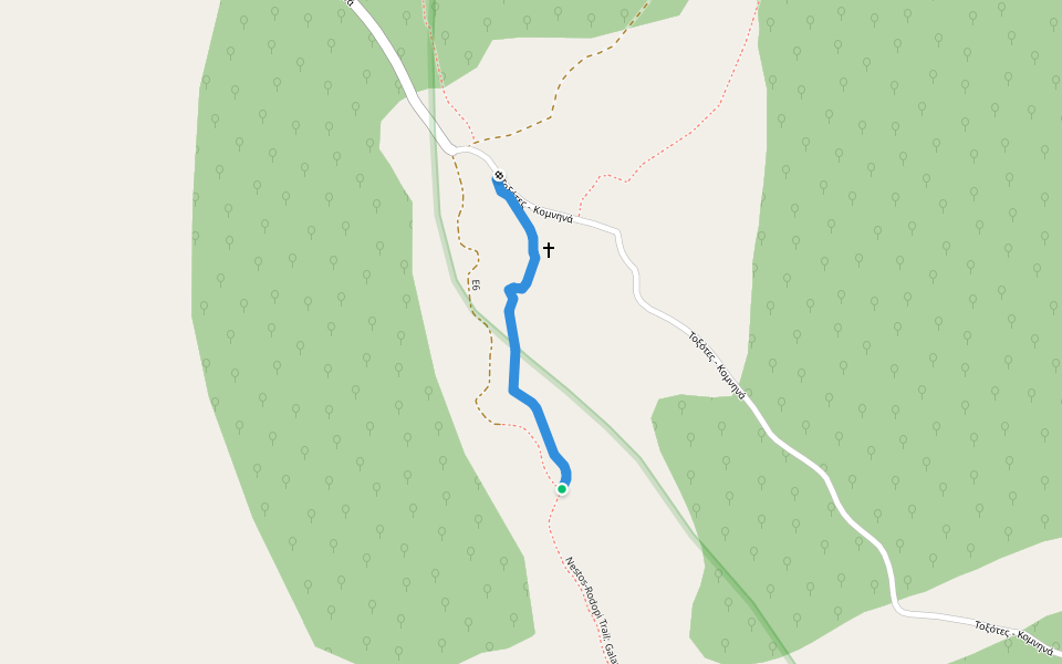Nestos-Rodopi Trail: Galani walking route map in Kromniko