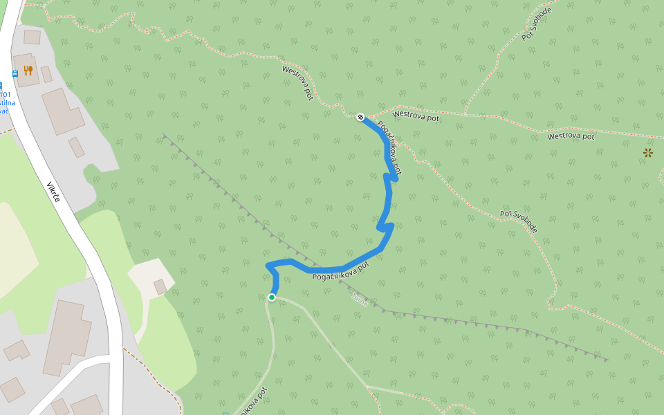 Pogačnikova pot walking route map in Vikrče