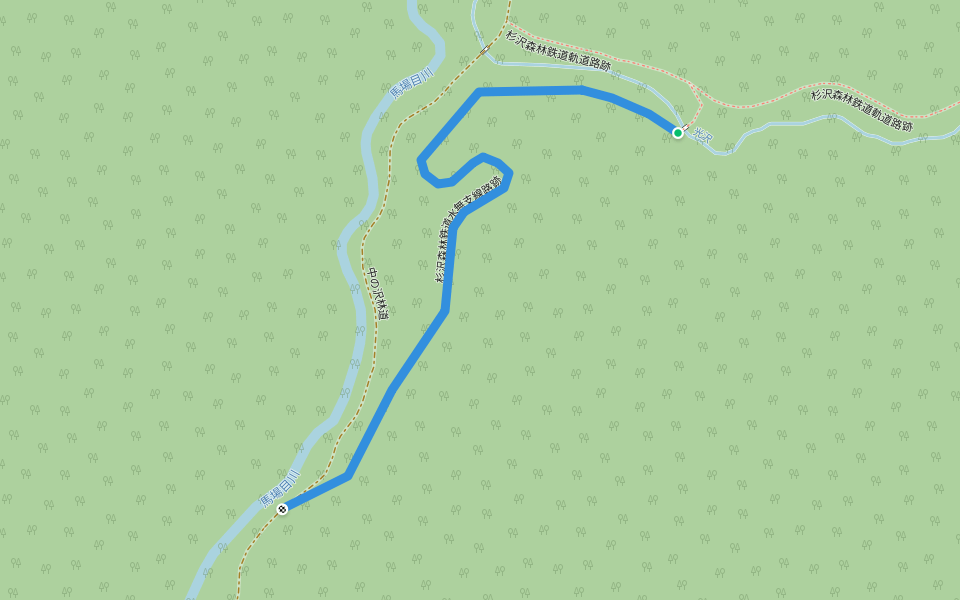 杉沢森林鉄道水無支線路跡 walking route map in Gojome