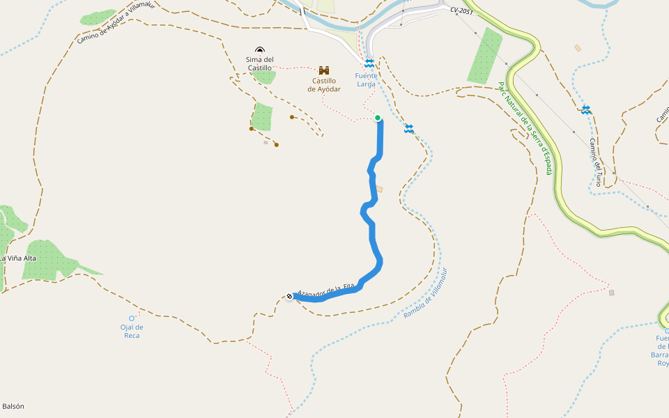 Azagador de la  Fita walking route map in Aiòder