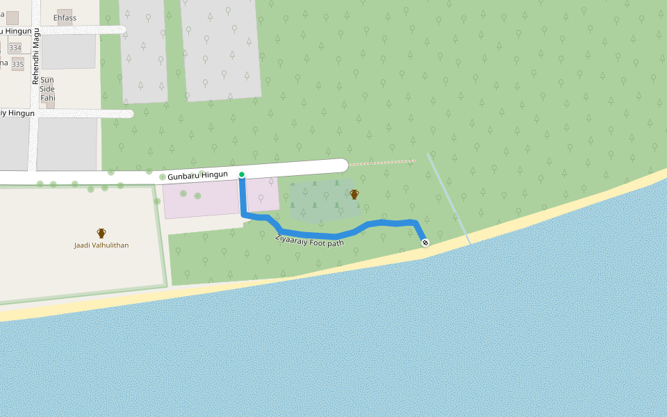 Ziyaaraiy Magu walking route map in Vaikaradhoo