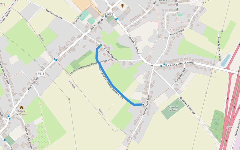 Pasay de la Commenne (Sentier n° 23) walking route map in Herstal