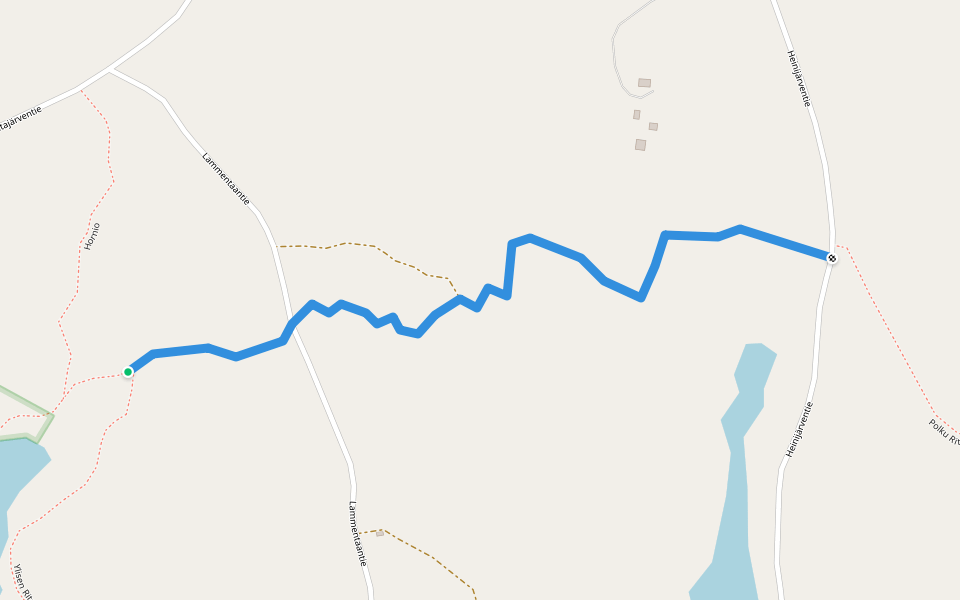 Polku Hornion ulkoilimajalle ja Ritajärvelle walking route map in Hornio