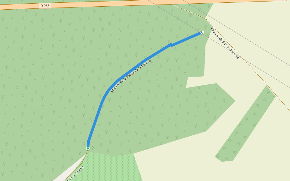 Chemin de la Vallée de la Course walking route map in Viviers