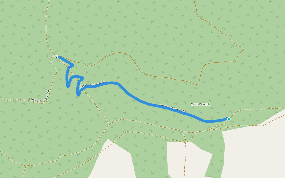 Camino de Granadilla walking route map in Zarza de Granadilla