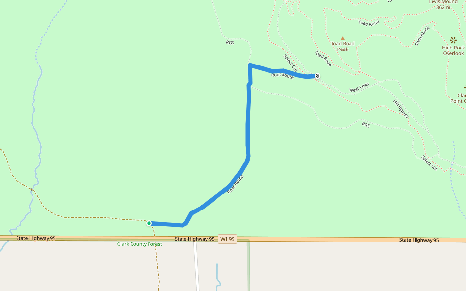 Root Route walking route map in Neillsville